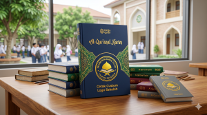 Cetak quran cover logo sekolah
